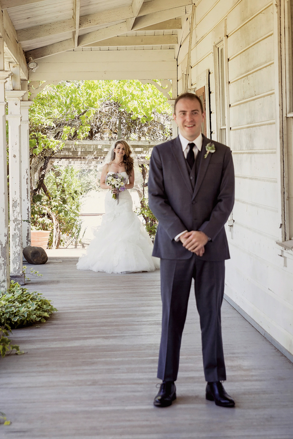 First Look Photo of Bride and Groom - William Innes Photography - Real California Wedding
