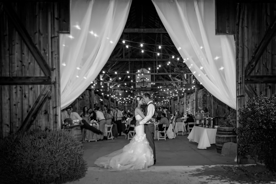 Black and white barn wedding reception photo - Rustic Wedding Inspiration