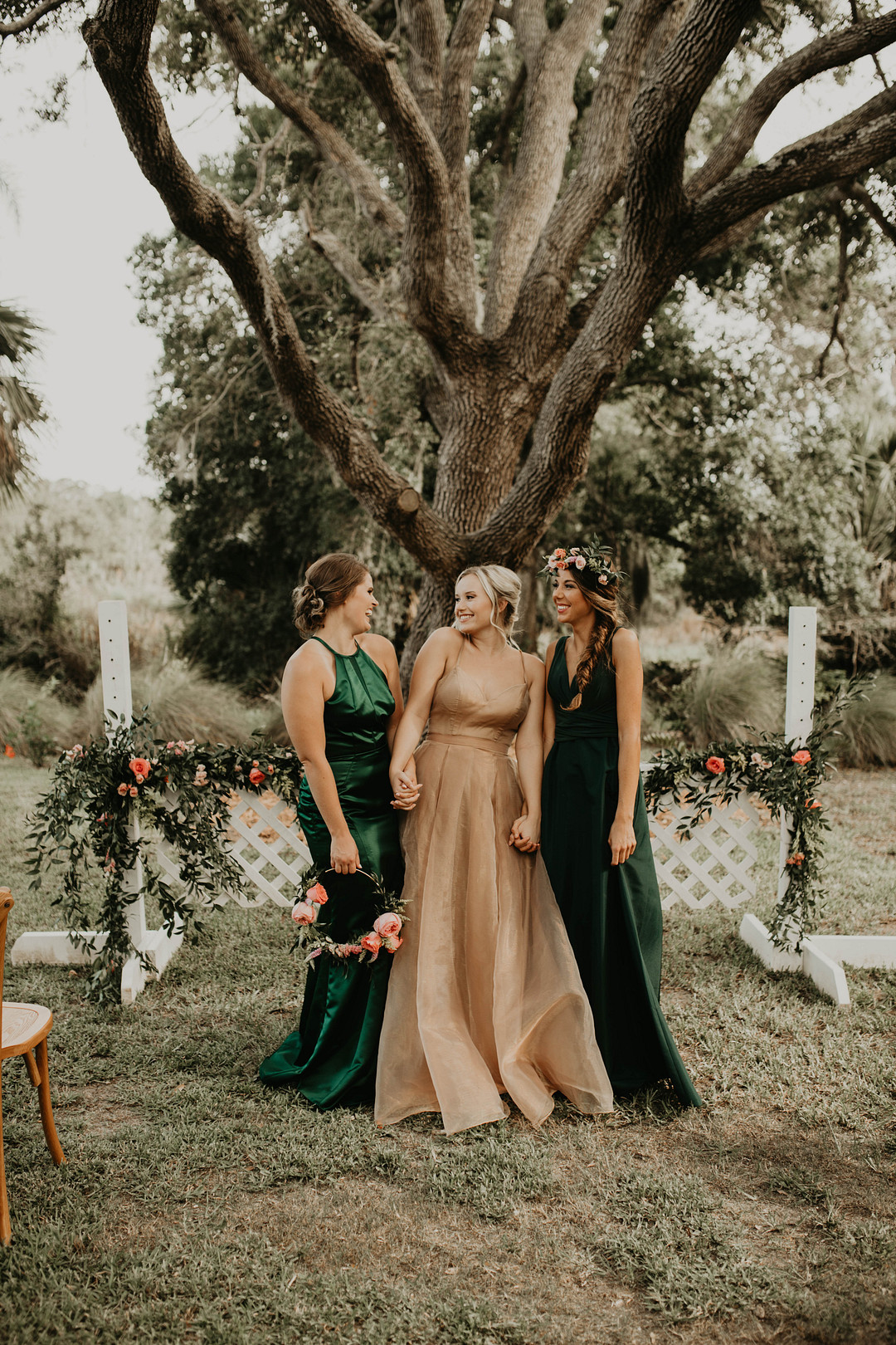 Green and Gold bridesmaids dresses - Florida Wedding Inspiration